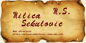 Milica Sekulović vizit kartica